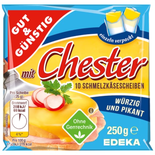 GUT&GÜNSTIG Schmelzkäsescheiben Chester 45% Fett i. Tr. 250 g