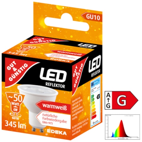 GUT&GÜNSTIG LED Reflektor GU10, 345 Lumen, 6 Watt 1 Stück
