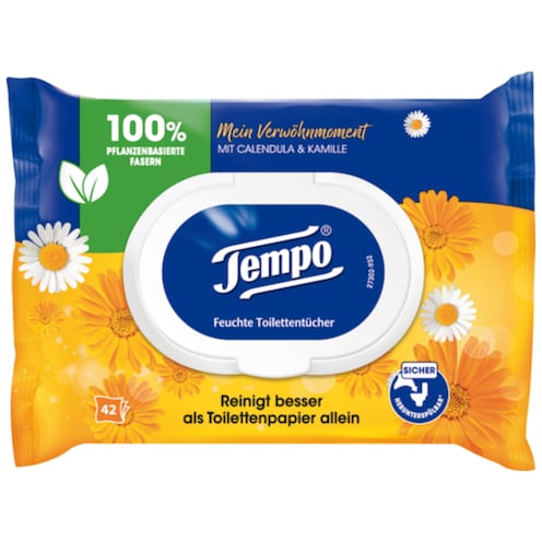 Tempo Mein Verwöhnmoment Calendula & Kamille feuchtes Toilettenpapier 42 Blatt
