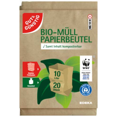GUT&GÜNSTIG Bio-Müll Papierbeutel 10 Liter 20 Stück