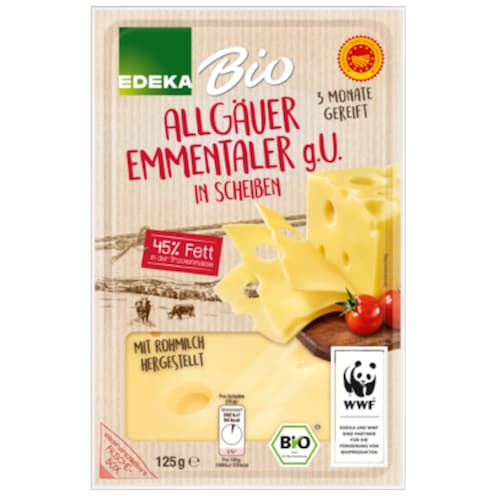 EDEKA Bio Allgäuer Emmentaler in Scheiben 45% Fett i. Tr. 125 g