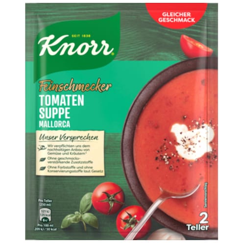 Knorr Feinschmecker Tomatencreme Suppe Mallorca für 2 Teller