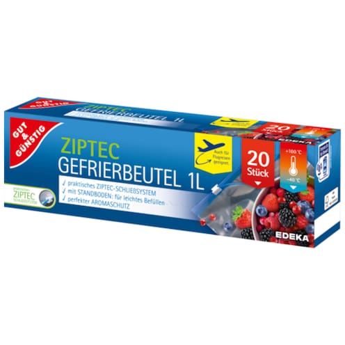 GUT&GÜNSTIG Ziptec Gefrierbeutel 1 Liter 20 Stück