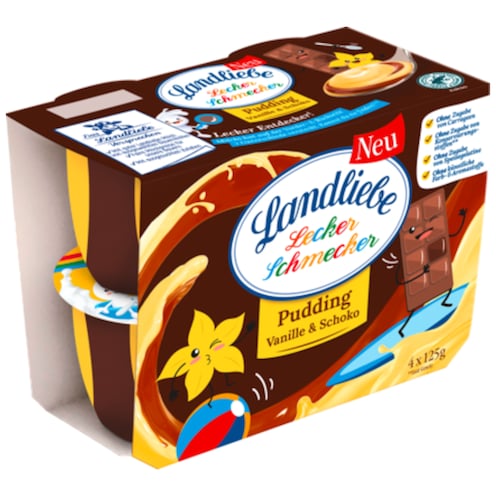 Landliebe Lecker Schlecker Pudding Vanille & Schoko 4 x 125 g