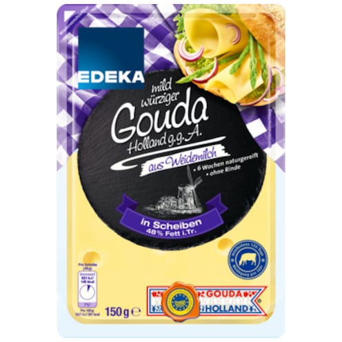 EDEKA Gouda mild-würzig in Scheiben 48% Fett i. Tr. 150 g