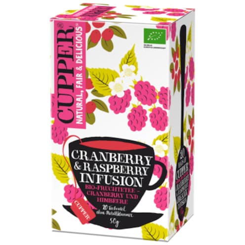CUPPER Bio Cranberry & Raspberry Früchtetee 20 Teebeutel