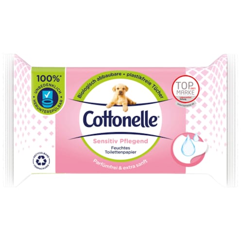Cottonelle Feuchtes Toilettenpapier Sensitiv Pflegend Extra sanft&parfümfrei 42 Stück