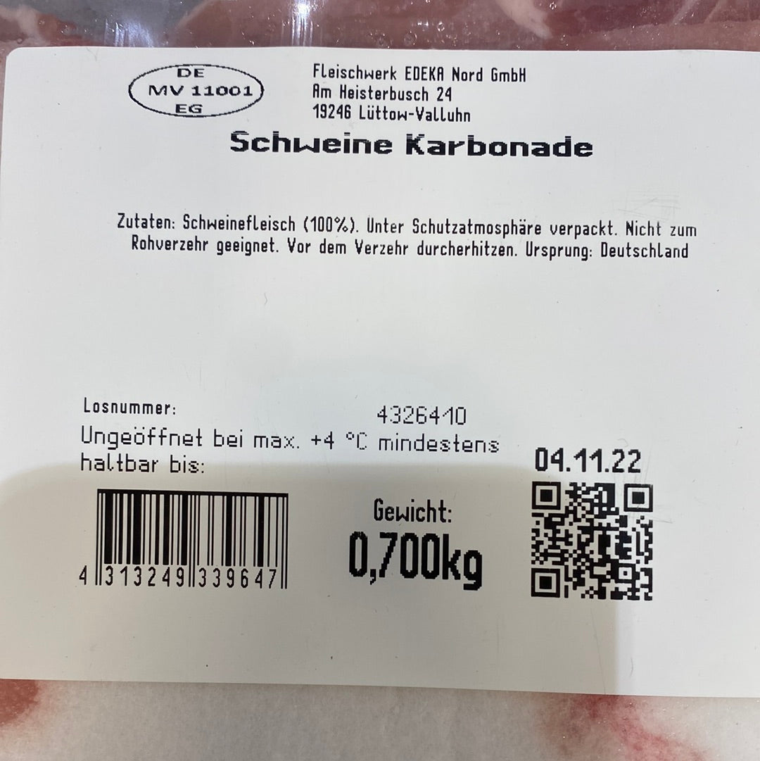 Gutfleisch Schweine Karbonade 4 Stück 700g